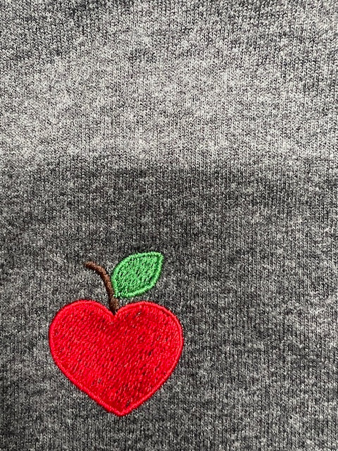 Embroidered Personalized Teacher Sweatshirt w/apple heart on sleeve