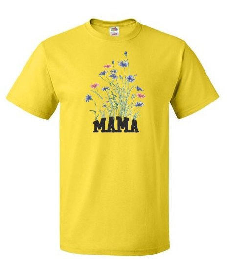 Embroidered Mama with tall flowers - Palm Tree Stitching & Design