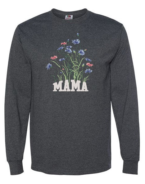 Embroidered Mama with tall flowers