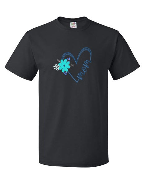 Embroidered Mom in Blue Heart