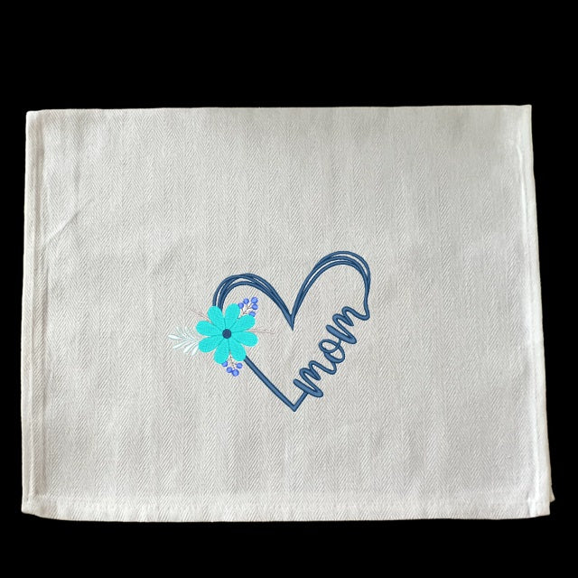 Embroidered Mom Blue Heart