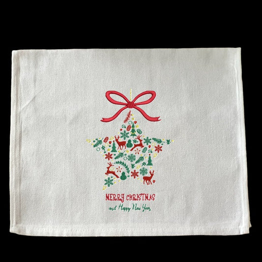 Embroidered Merry Christmas and Happy New Year Star