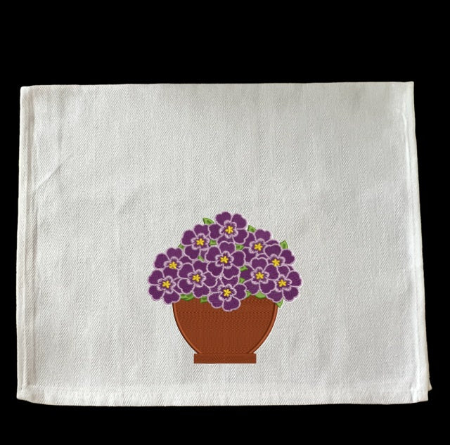 Embroidered Purple Flower Pot