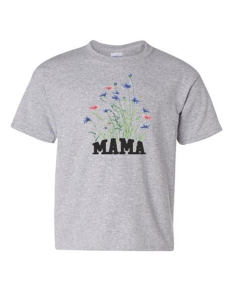 Embroidered Mama with tall flowers