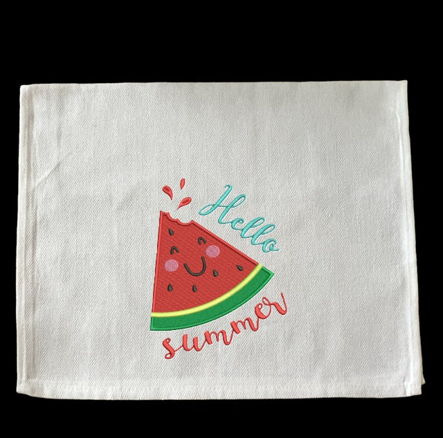 Embroidered Hello Summer Watermelon Slice