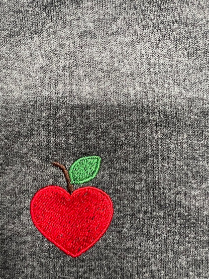 Embroidered Personalized Teacher Sweatshirt w/apple heart on sleeve