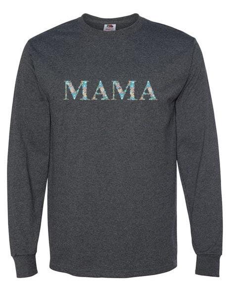 Embroidered Mama Floral Blue