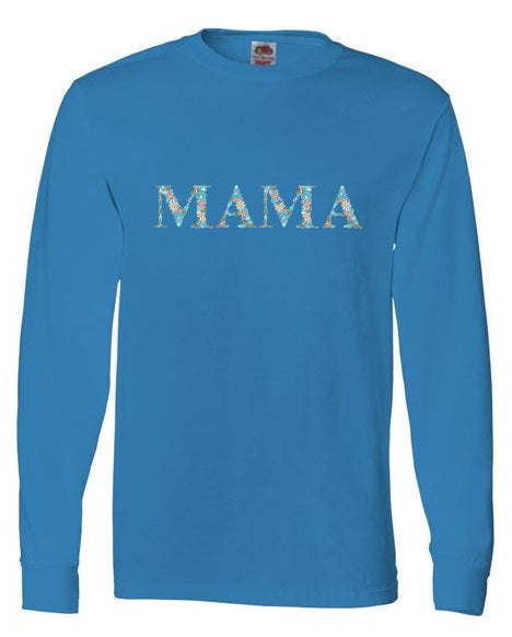 Embroidered Mama Floral Blue