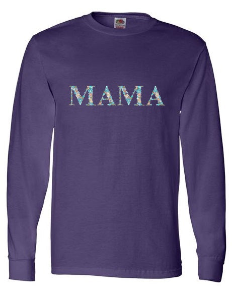 Embroidered Mama Floral Blue