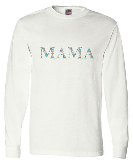 Embroidered Mama Floral Blue