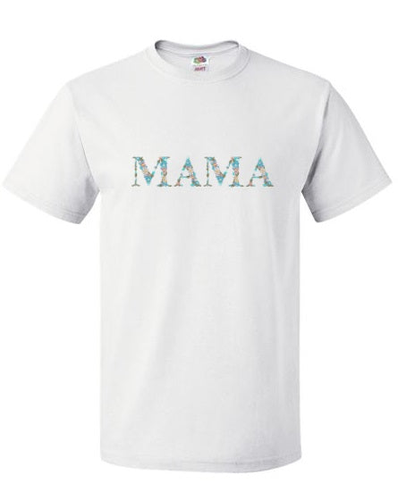 Embroidered Mama Floral Blue