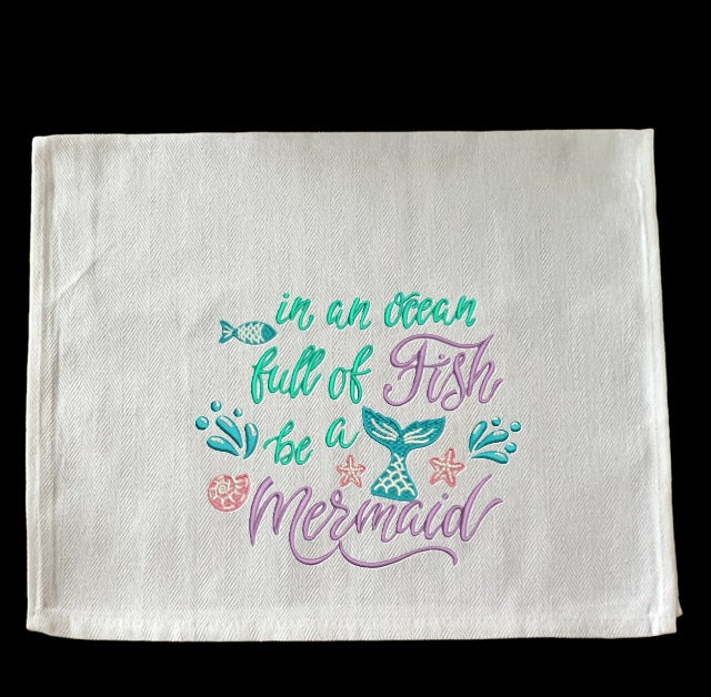 Embroidered Mermaid Towel