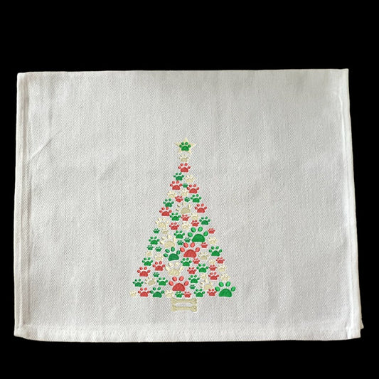 Embroidered Paw Print shaped Christmas Tree