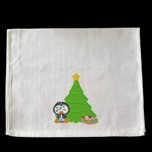 Embroidered Christmas Tree with Penguin