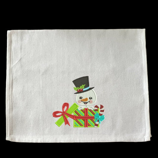 Embroidered Snowman Present