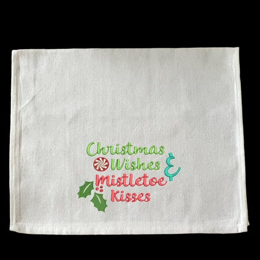 Embroidered Christmas Wishes & Mistletoe Kisses - Palm Tree Stitching & Design
