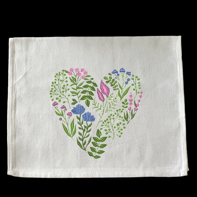 Embroidered Heart of Flowers - Palm Tree Stitching & Design
