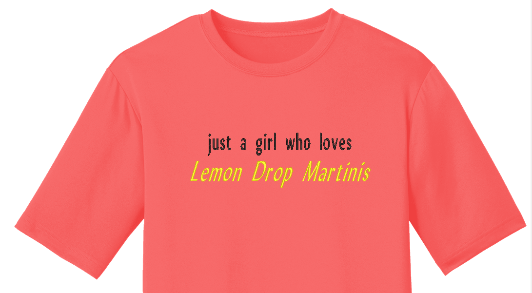 Embroidered Lemon Drop Martinis - Palm Tree Stitching & Design