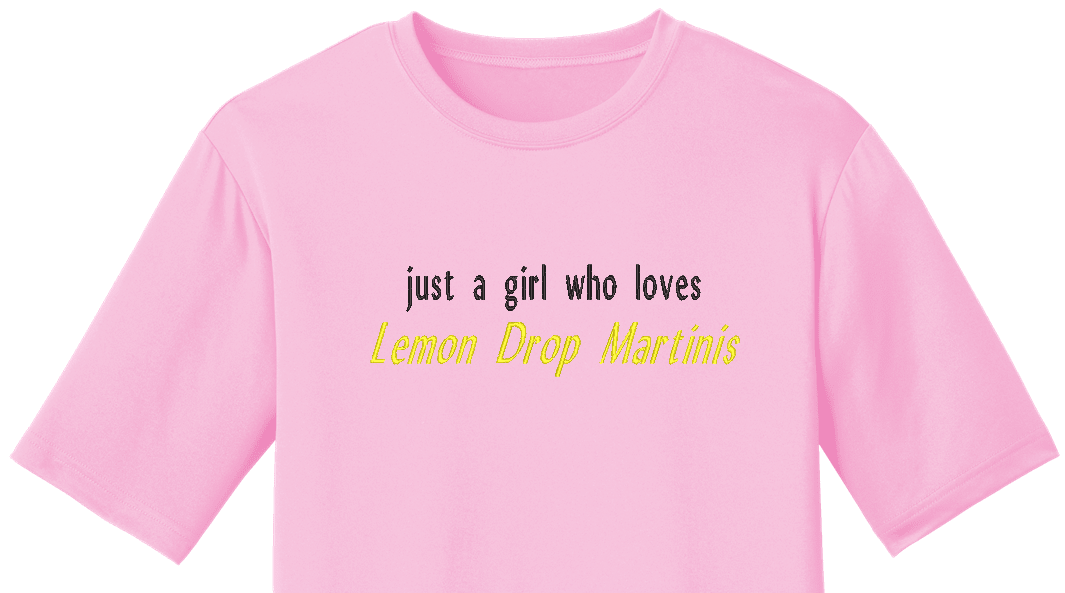 Embroidered Lemon Drop Martinis - Palm Tree Stitching & Design