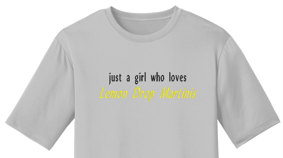 Embroidered Lemon Drop Martinis - Palm Tree Stitching & Design