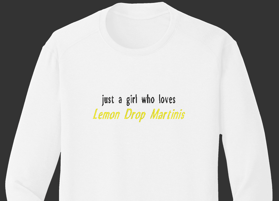 Embroidered Lemon Drop Martinis - Palm Tree Stitching & Design