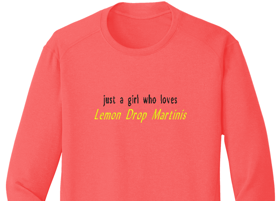 Embroidered Lemon Drop Martinis - Palm Tree Stitching & Design
