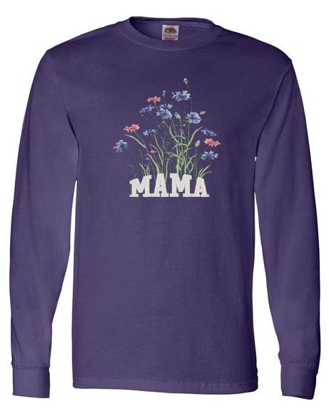 Embroidered Mama with tall flowers - Palm Tree Stitching & Design