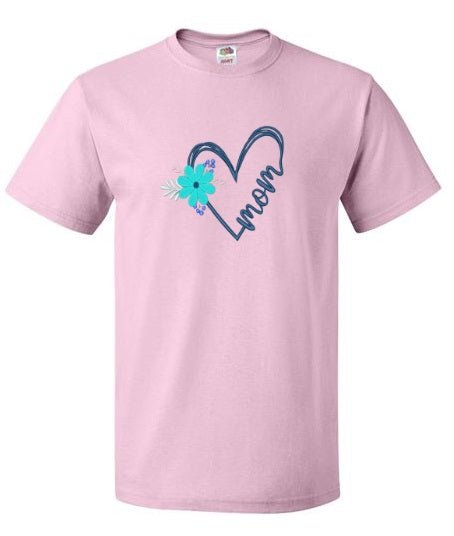 Embroidered Mom in Blue Heart - Palm Tree Stitching & Design