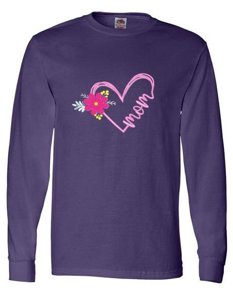 Embroidered Mom in Pink Heart - Palm Tree Stitching & Design