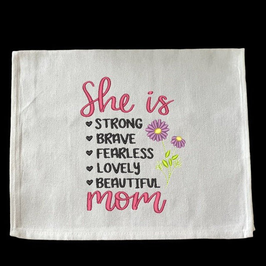 Embroidered Mom is Strong - Palm Tree Stitching & Design