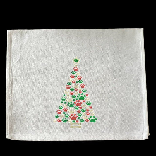 Embroidered Paw Print shaped Christmas Tree - Palm Tree Stitching & Design