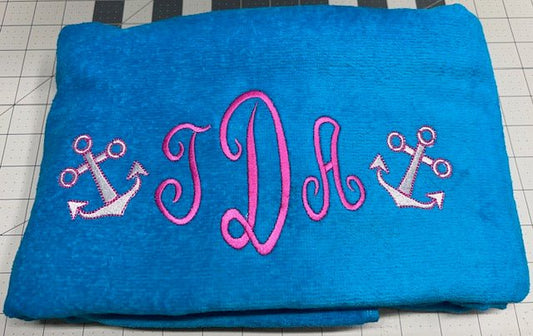 Embroidered Personilized Beach Towel - Palm Tree Stitching & Design