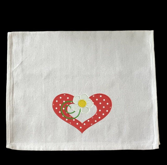 Embroidered Red and White Polka-Dot with Daisy Flower - Palm Tree Stitching & Design