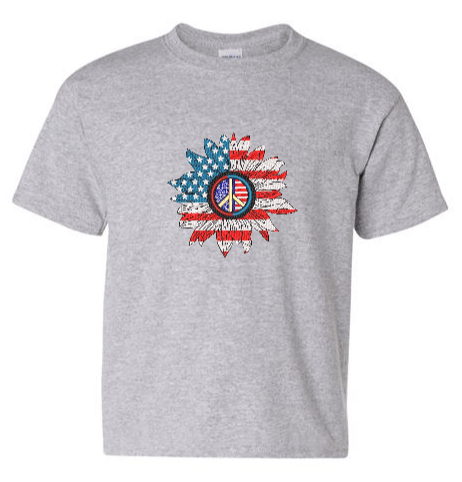 Embroidered American Sunflower T-Shirt - Palm Tree Stitching & Design
