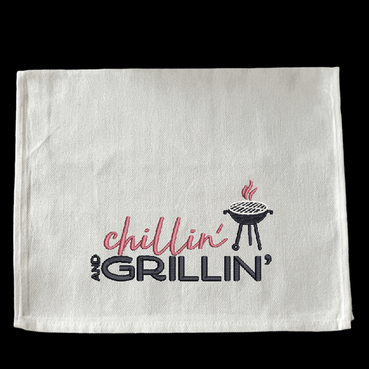 Embroidered Chillin' and Grillin' - Palm Tree Stitching & Design