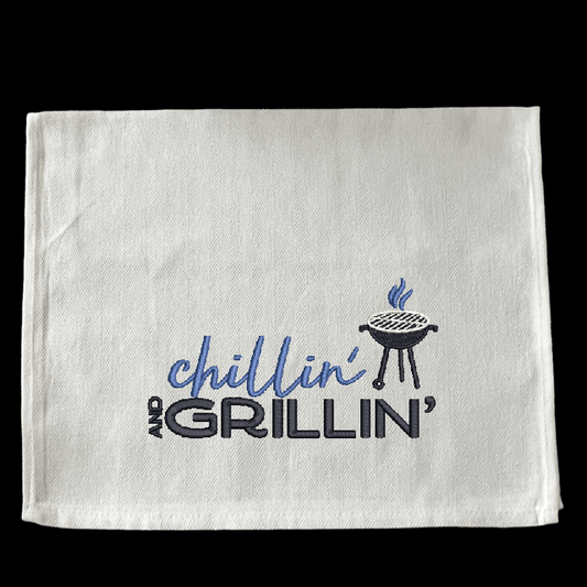 Embroidered Chillin' and Grillin' - Palm Tree Stitching & Design