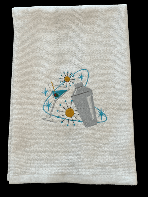 Embroidered Retro Cocktail Shaker - Palm Tree Stitching & Design