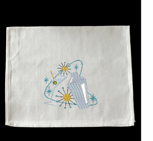 Embroidered Retro Cocktail Shaker - Palm Tree Stitching & Design